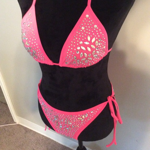 3 piece rhinestone swimsuit - Picture 3 of 7